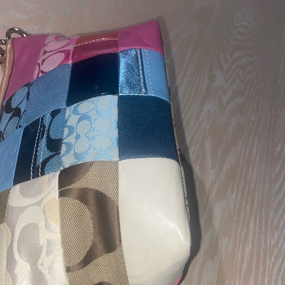 Coach Patchwork Signature Collection Pink, Blue, and Tan combo Shoulder bag - Picture 11 of 15